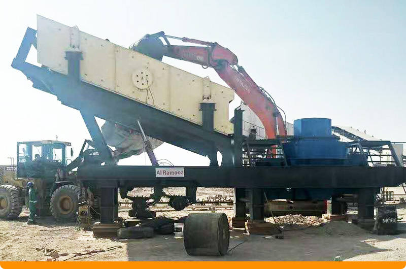 全自動制砂機的移動制砂生產線現場 全自動制砂機的移動制砂生產線現場