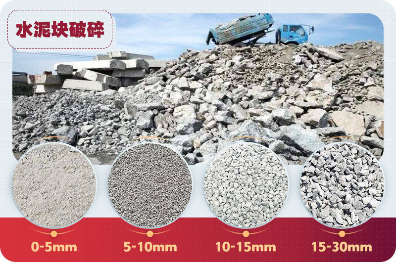 水泥塊破碎后 水泥塊破碎后